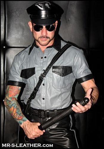 Grey Leather Uniform Shirt by Mr S Leather.